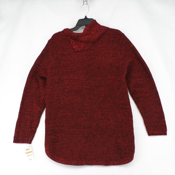 Style&Co Women Plus Buttoned Envelope Collar Long Sleeve Pullover Sweater Red - Picture 3 of 8